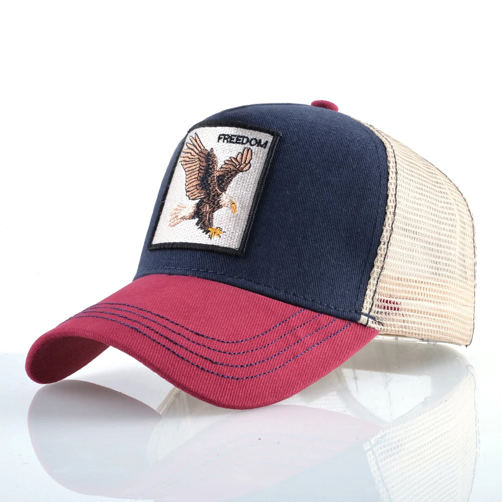 Goat Patch Trucker Cap - Four-Seasons Adjustable Snapback Baseball Hat — view 11 of trucker caps