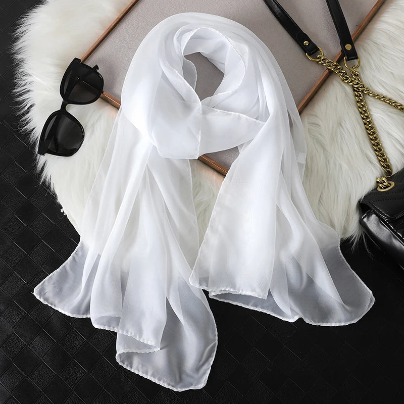 Printed Chiffon Scarf — Lightweight Sun-Protection Beach Shawl Wrap