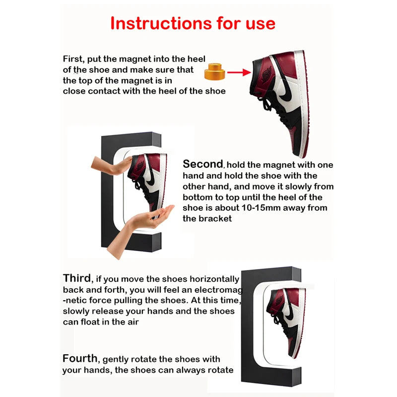 Magnetic Levitation Sneaker Display — Floating LED Shoe Stand — view 4 of shoe accessories