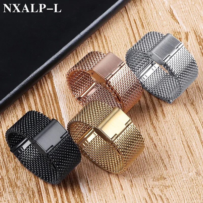Milanese Mesh Loop Stainless Steel Watch Band — 18/20/22mm Magnetic Quick-Release Strap — view 4 of watch straps