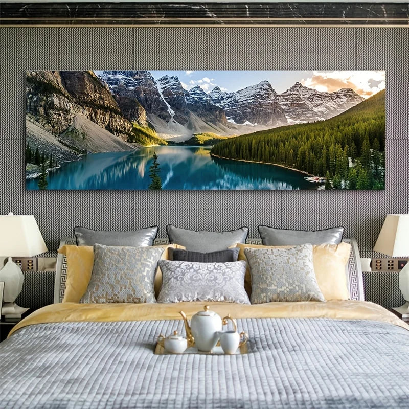 Lake Forest Mountain Landscape Canvas Poster &mdash; Scenery Wall Art for Living Room &amp; Bedroom — view 5 of wall art & prints