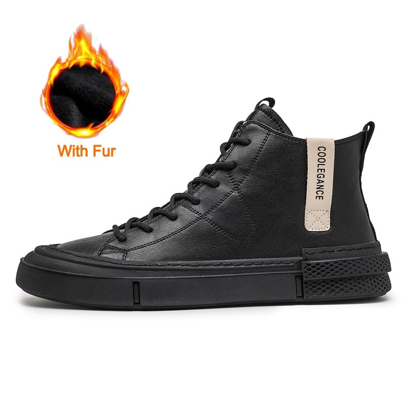 Mens Casual Shoes Luxury Brand High Top Leather Men's Shoes