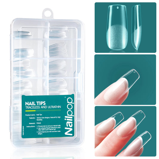 120PCS Soft Gel Nail Tips – Full-Cover Oval & Square DIY Extensions