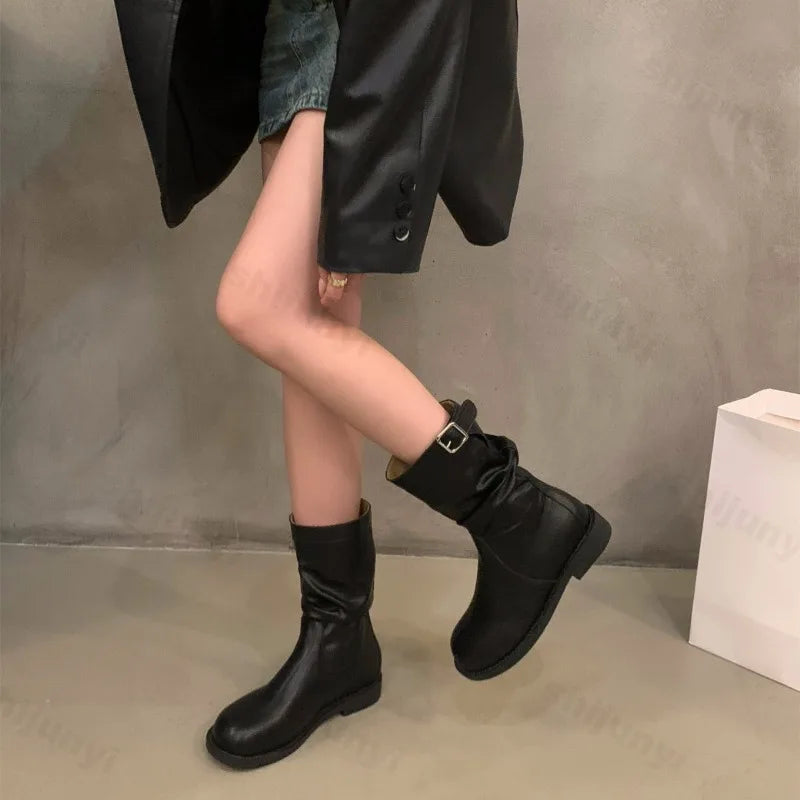 Women's Ankle Boots — Round-Toe Buckle Comfort Non-Slip Booties — view 2 of boots