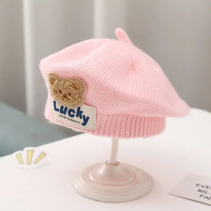 Flower Baby Beret Hat - Knitted Painter Cap for Infant Girls, Cute Toddler Princess Beret — view 9 of baby hats