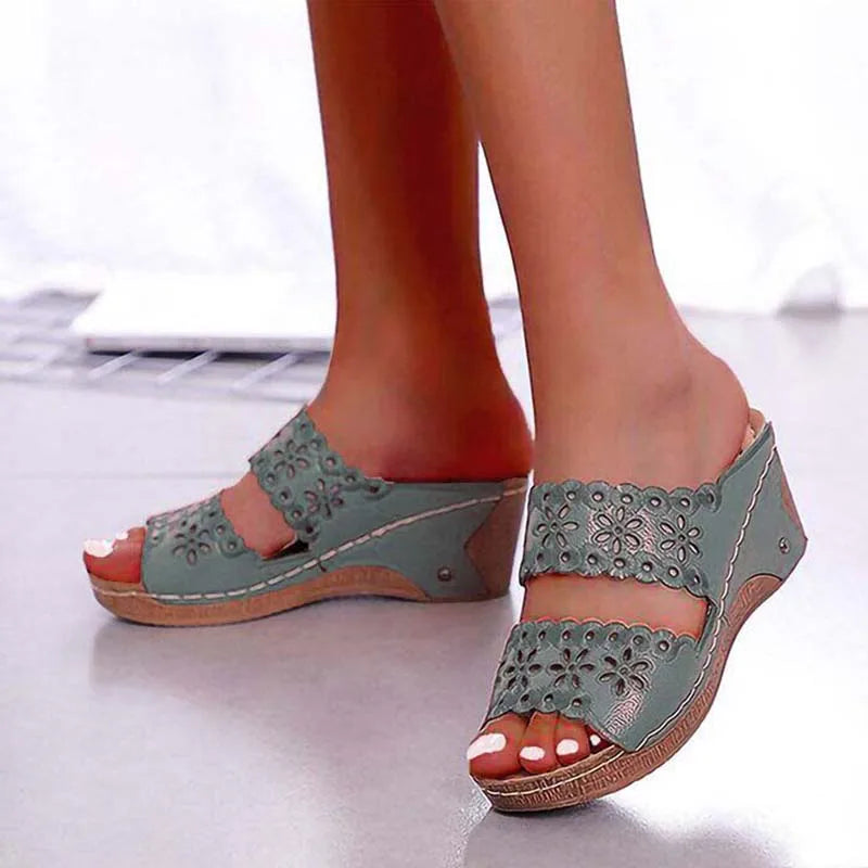 Sandals & Slides — Platform Wedge Slip-On Walking Sandals, Retro Comfort Slides — view 10 of sandals & slides