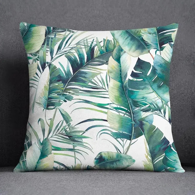 Dark Green Floral Cushion Cover &mdash; Modern Square Animal Print Pillow Case for Sofa &amp; Office