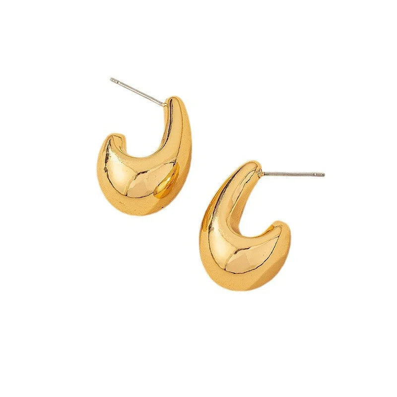 Women's Chunky Dome Drop Earrings — Gold Plated Vintage Teardrop Jewelry — view 5 of jewelry