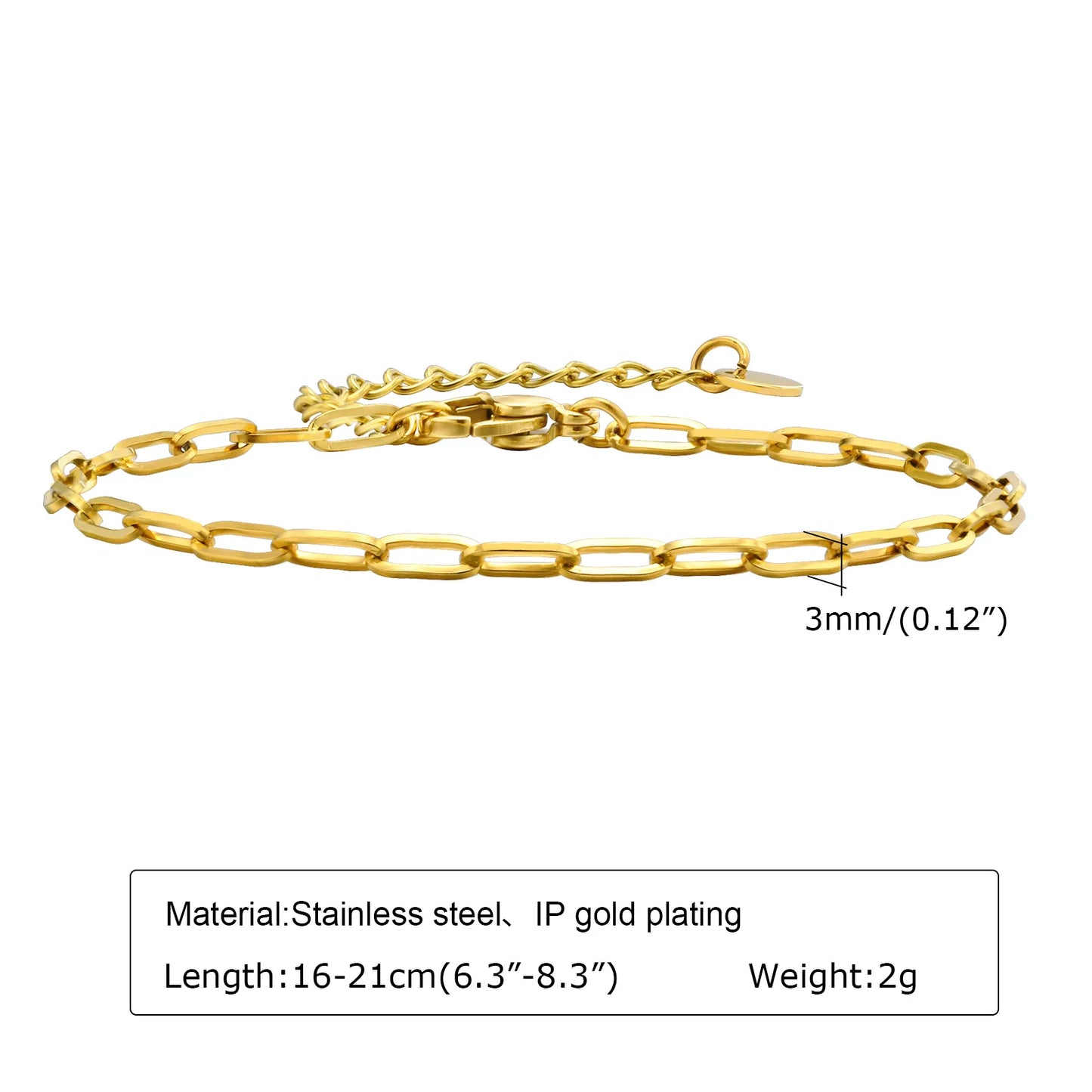Women's Herringbone Chain Bracelet — Gold Plated Stackable Stainless Steel Jewelry