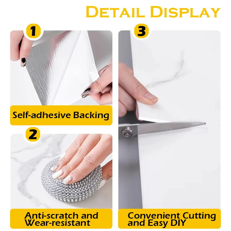 30×60cm Marble Peel-and-Stick PVC Tiles (10–20PCS) – Waterproof Removable Self-Adhesive Floor & Wall Stickers