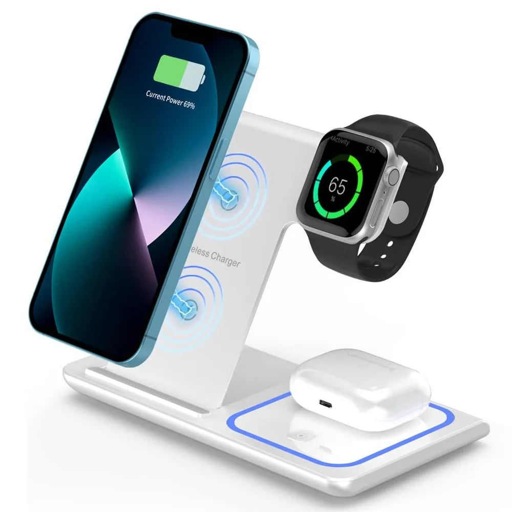 15W fast charging 3-in-1 foldable wireless charger bracket — view 3 of electronics & gadgets