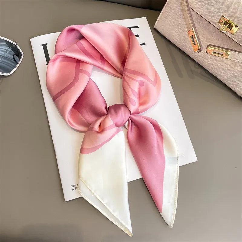 Luxury 70cm Silk Square Scarf Women Satin Bandana Print Scarves Head Band Fashion Lady Hair Shawl Wrap Female Neckerchief Hijab — view 10 of product