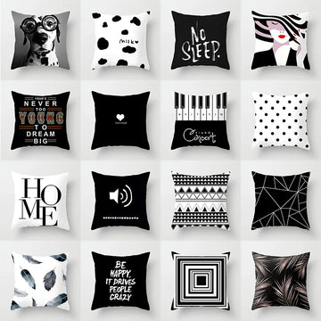 Black &amp; White Geometric Pillowcase &mdash; 45&times;45 cm Modern Sofa &amp; Office Cushion Cover — view 1 of cushion covers & pillow cases