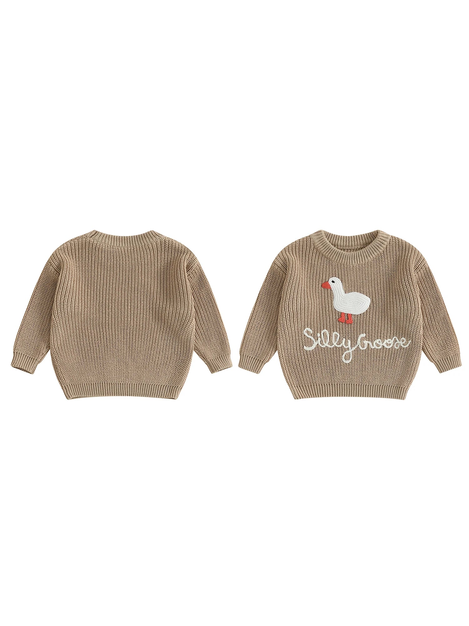 Infant Toddler Duck Embroidered Sweater - Crewneck Long Sleeve Pullover — view 3 of kids tops