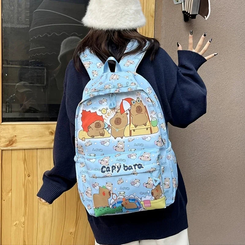 Cute Capybara Kids School Backpack - Large-Capacity Student Bag for Travel & Gym — view 4 of backpacks