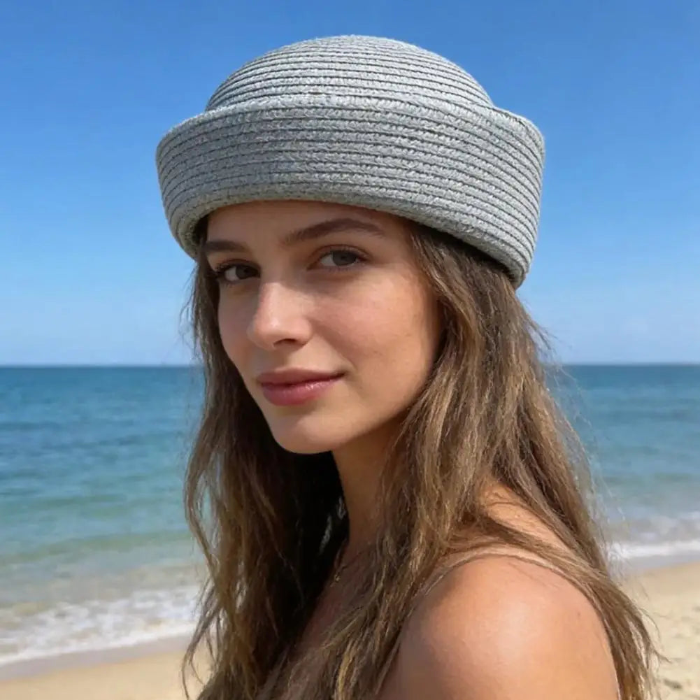 Retro Straw Sun Hat — Wide-Brim Breathable Summer Beach Hat — view 3 of hats