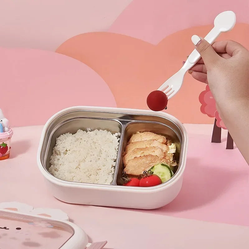 Stainless Steel Lunch Box Rabbit Design Large Capacity Divided Bento Box for Kids Adults — view 5 of food storage