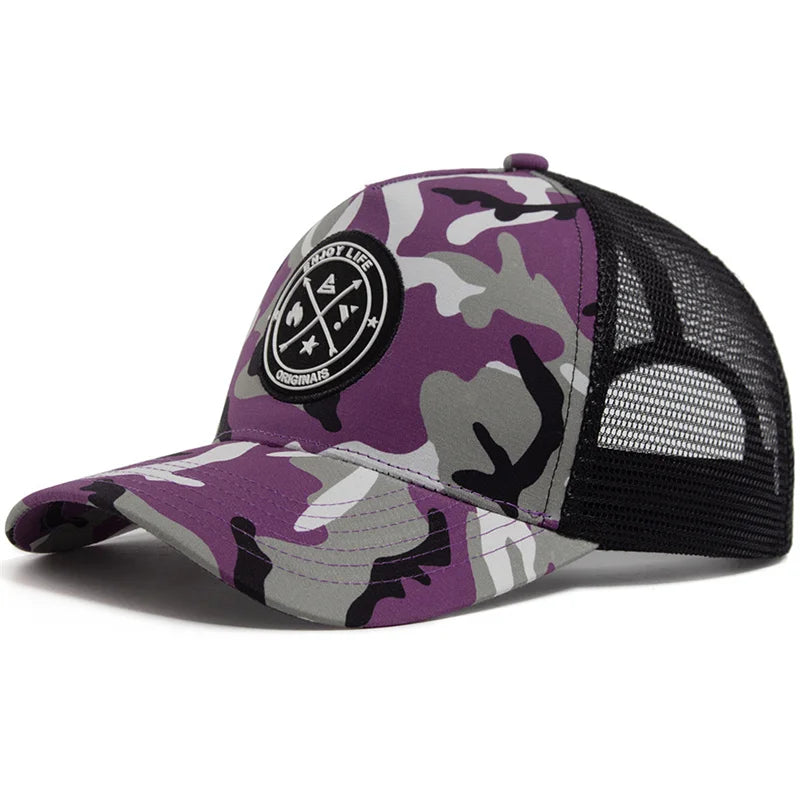 Summer Mesh Baseball Cap ENJOY LIFE — Breathable Snapback Trucker Hip-Hop Patch Hat Unisex — view 13 of hats & caps