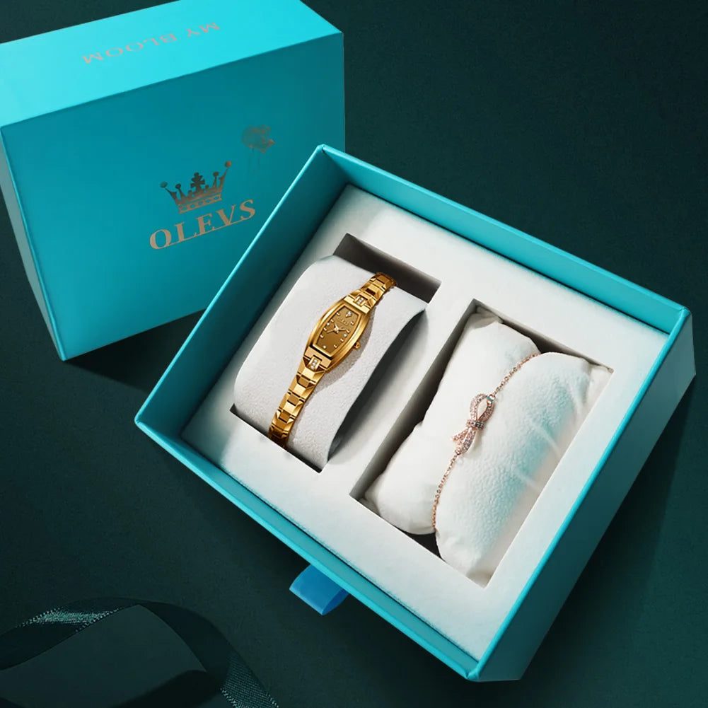 OLEVS Women's Gold & Rose Gold Watch — Luxury Diamond Quartz Wristwatch — view 7 of watches