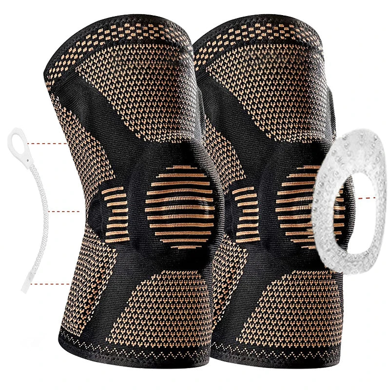 Orthopedic Knee Compression Sleeve — Copper Nylon Patella Stabilizer — view 4 of braces & support