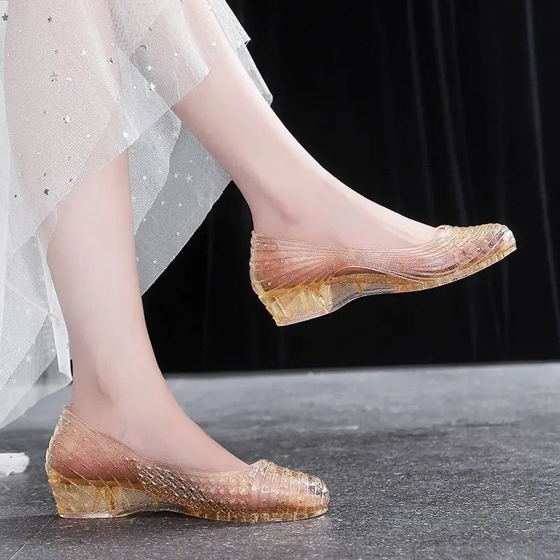 Summer Sandals 90s Jelly Clear Wedge — Transparent Slip-On Slingback Sandals for Women — view 4 of summer sandals