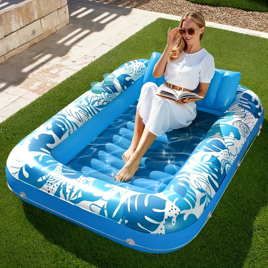 4-in-1 Inflatable Tanning Pool Float with Pillow, 70 x 46 in — view 1 of pool floats