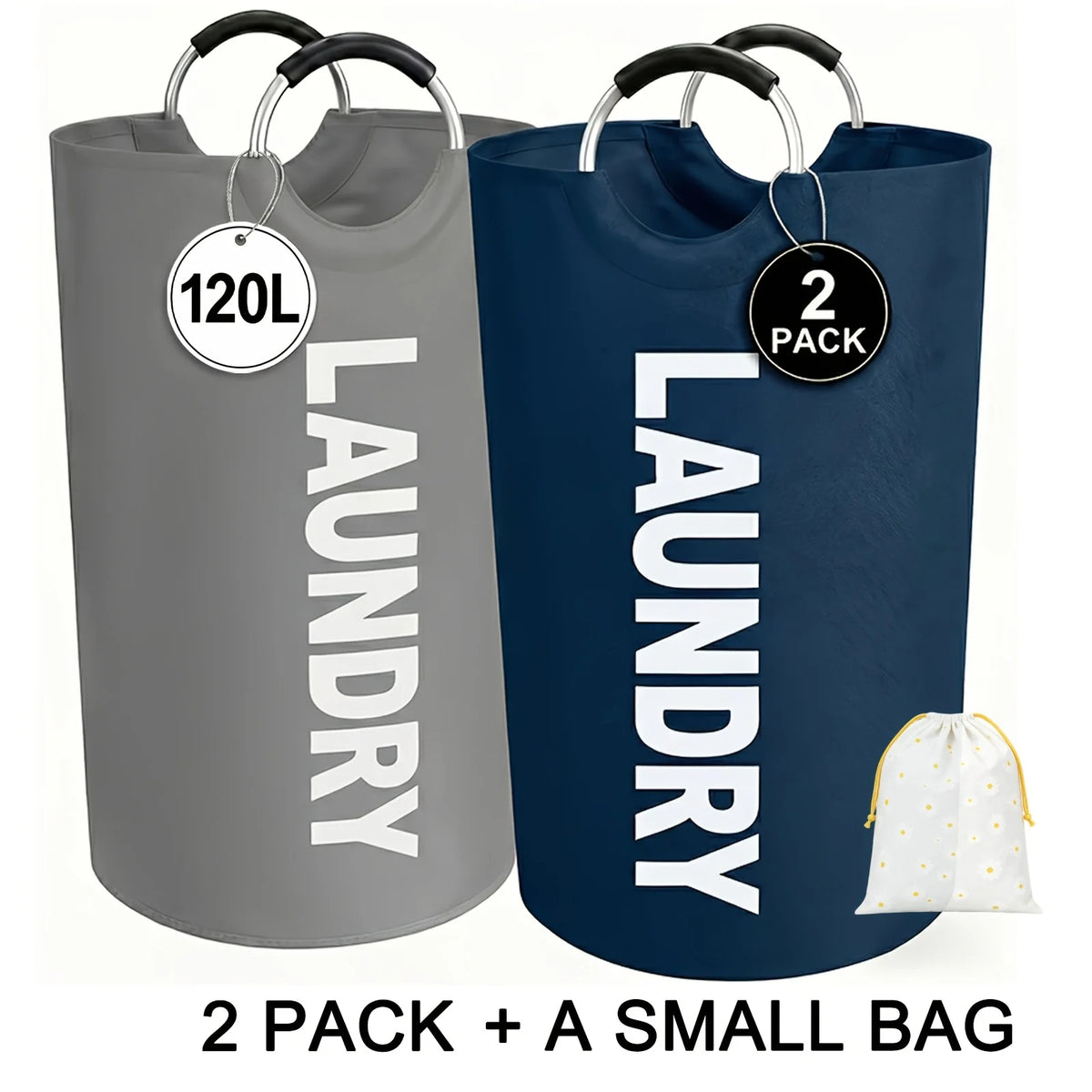2-Pack Foldable Laundry Hamper with Detachable Bag, Tall — view 14 of home & kitchen