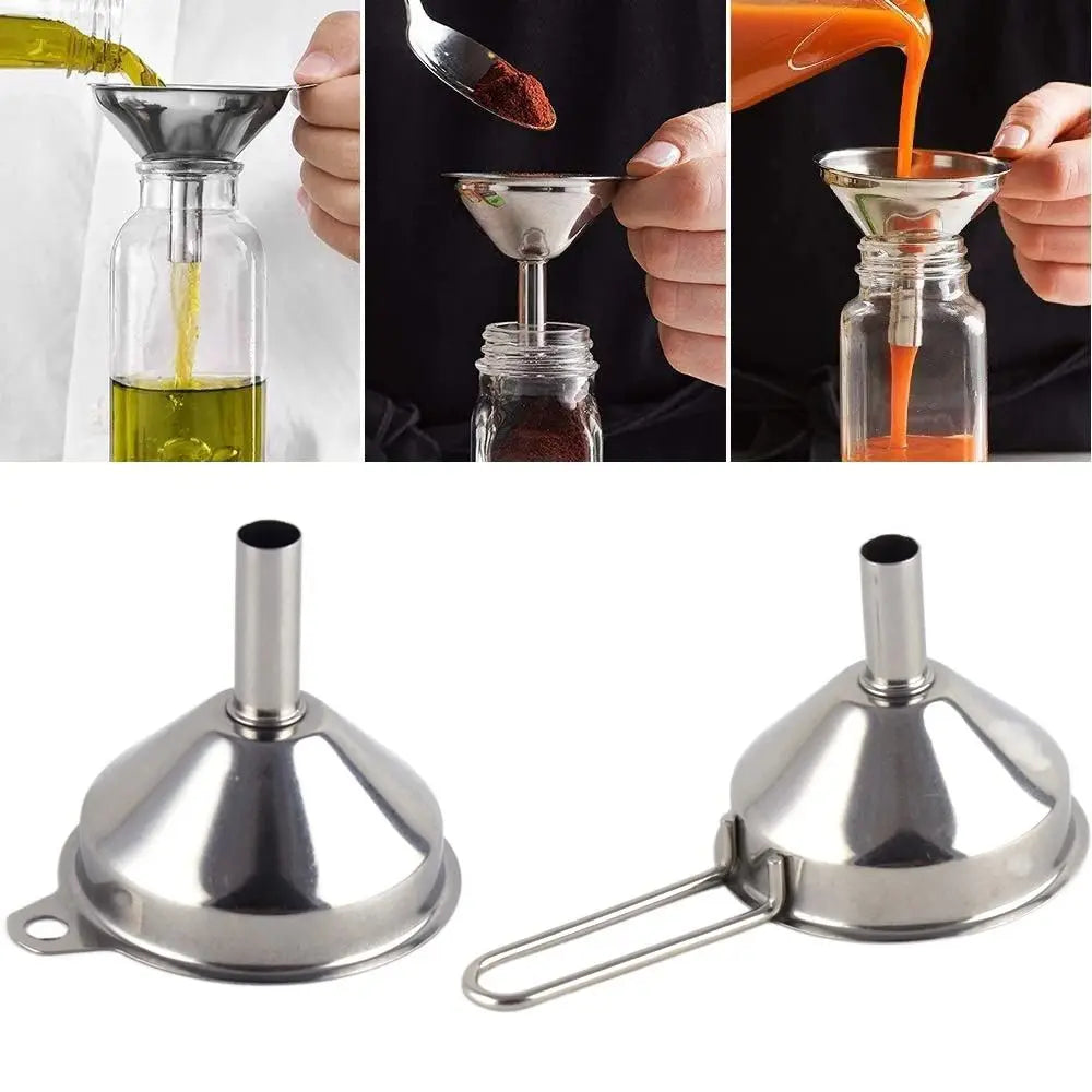 Wide-Mouth Stainless Steel Funnel &mdash; Cooking Oil Filter &amp; Spice Strainer with Handle — view 3 of kitchen gadgets