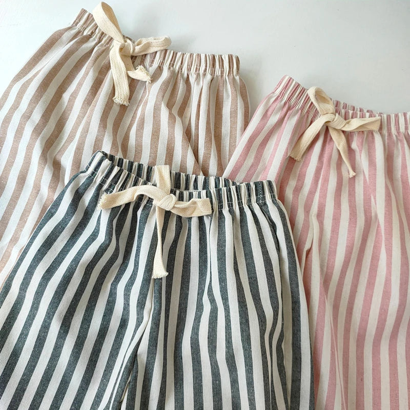Toddler Linen Cotton Shorts - Breathable Summer Stripe Shorts for Kids — view 5 of toddler apparel