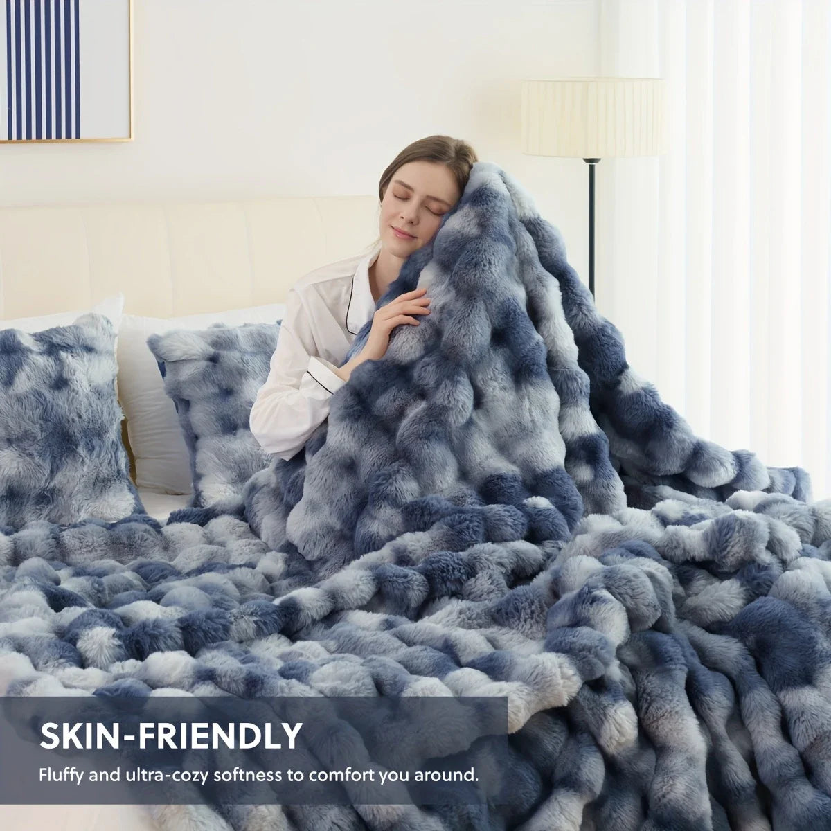 Faux Rabbit Fleece Throw Blanket — Cozy Warm Soft Sofa & Bedroom Blanket — view 10 of cushion covers & pillow cases