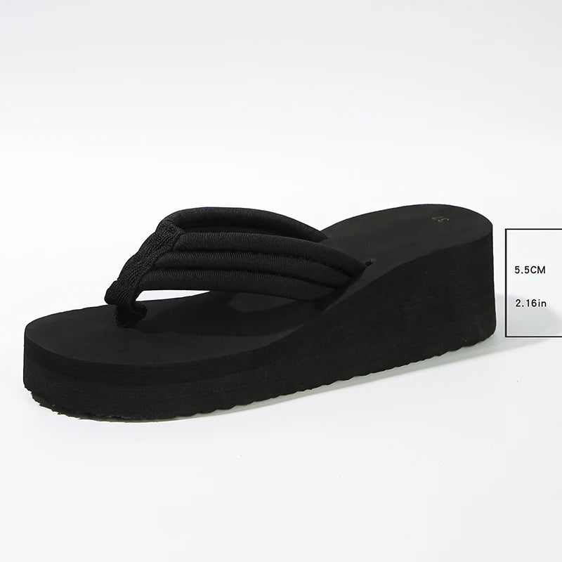 Summer Sandals Wedge Clip-Toe Platform Flip Flops — Thick-Bottom Non-Slip Beach Slides — view 6 of summer sandals