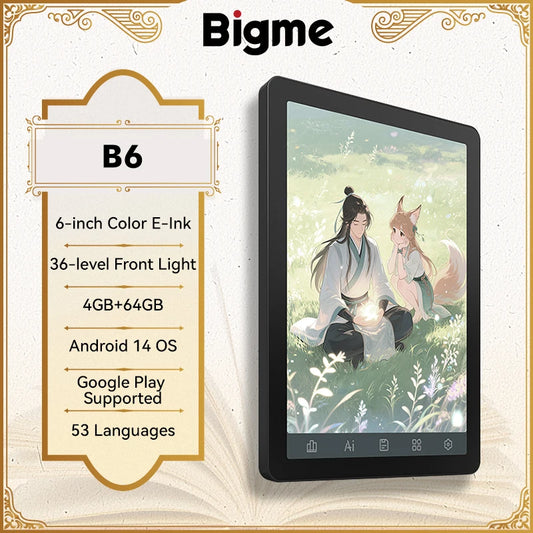 Bigme B6 6-inch color E-Ink Android eReader for books comics and PDFs
