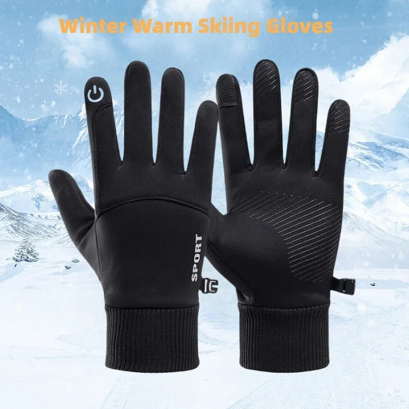 Full-Finger Waterproof Cycling Gloves — Touchscreen Fleece Winter Running Motorcycle Ski Gloves — view 1 of gloves