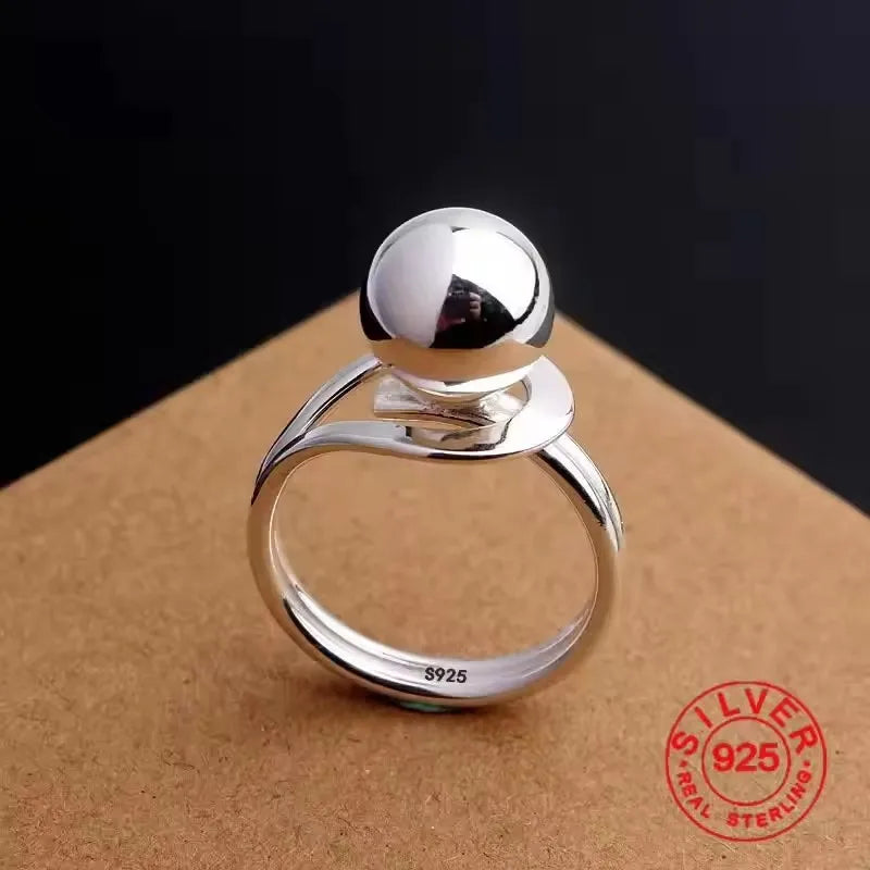 VENTFILLE Women's 925 Sterling Silver Flower Ring — Hollow Retro Fine Jewelry Gift