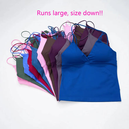 Women's Activewear Twist-Front Longline Workout Tank — Seamless Built-In Bra Yoga Top — view 1 of women's activewear