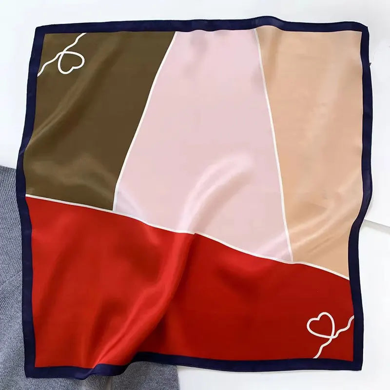 Silk Scarf Small Square 2026 Pashmina — 53×53cm Geometric Trending Palette Bandana Hair Scarf
