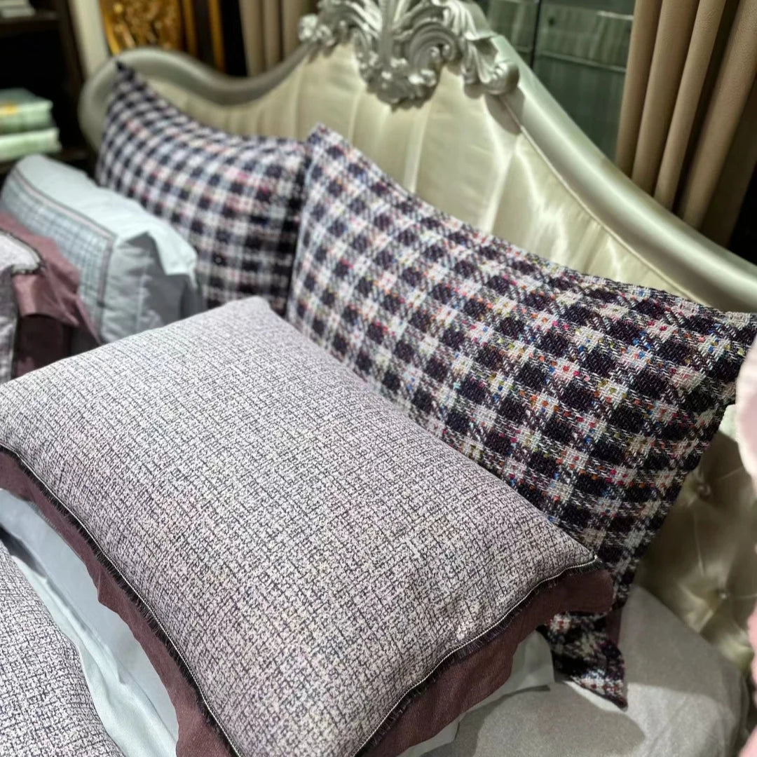 Brand New High end Thicken Cotton Elegant Bedding Set Checkered Four Piece Duvet Cover Bed Sheet Pillow Covers