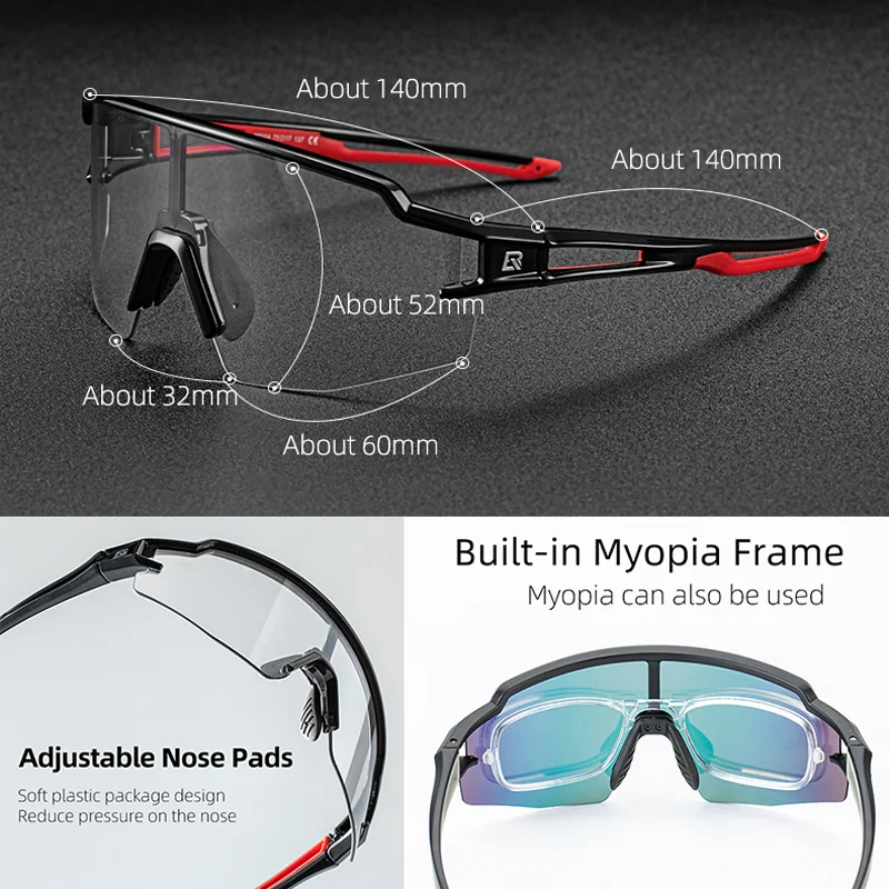 ROCKBROS Cycling Sunglasses Photochromic Eye-Protecting — Adaptive Windproof Bicycle Outdoor Goggles — view 4 of sunglasses