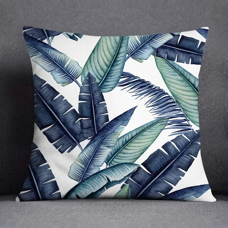 Dark Green Floral Cushion Cover &mdash; Modern Square Animal Print Pillow Case for Sofa &amp; Office