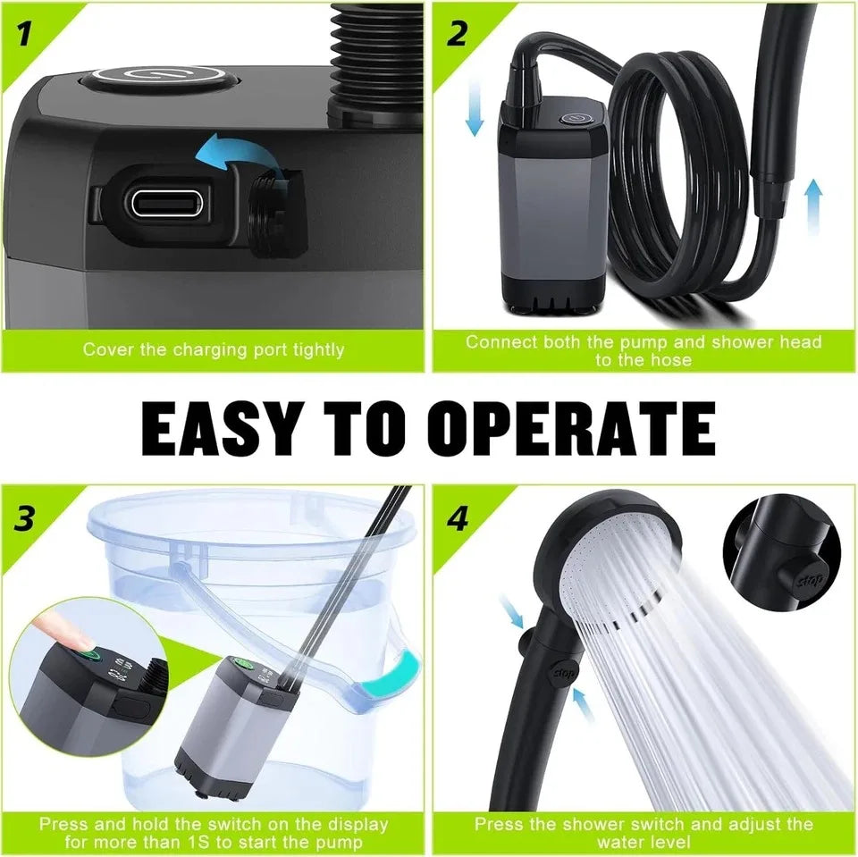 Portable Rechargeable Camping Shower — 6000mAh Hot Shower with 4 Spray Modes — view 5 of outdoor sports