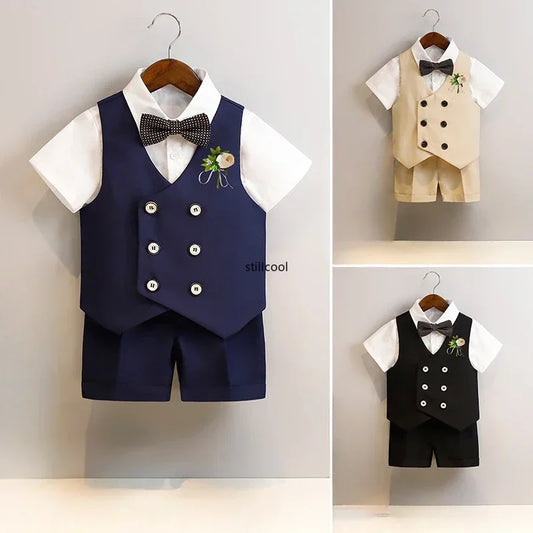 Boys Blazers Set Spring Summer Flower Child Wedding Suit 2 To 14 Y Toddler Birthday Formal Dress Kids Piano Performance Outfits