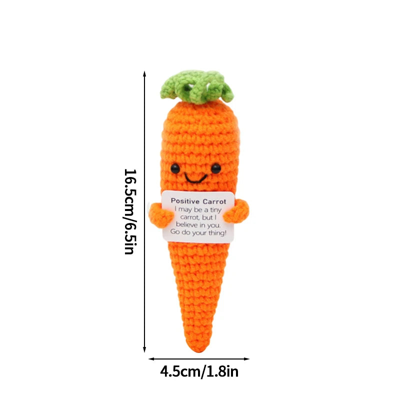 Home Decor Hand-Woven Crochet Ornament — Funny Vegetable Animal Doll with Hugging Card, Positive Energy Desk Accent & Gift