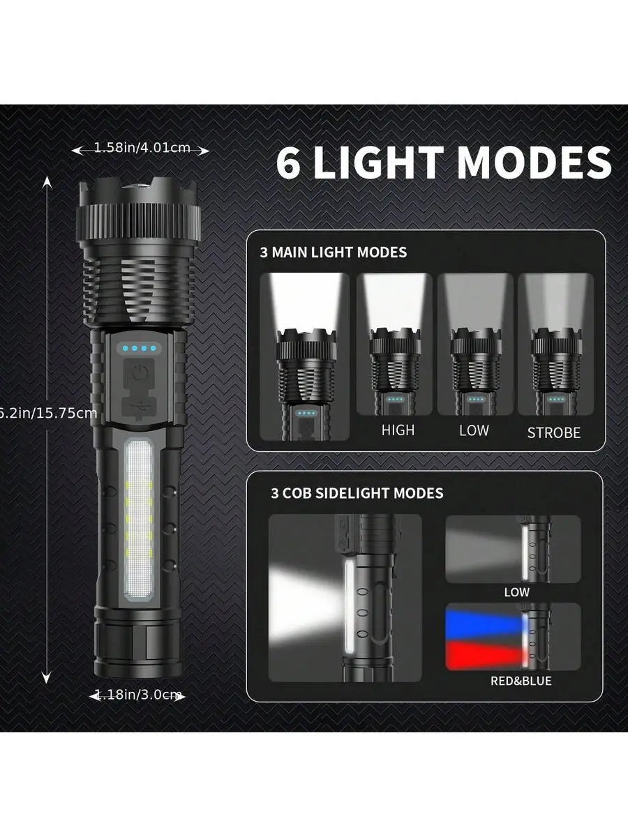 High-Lumens Rechargeable Tactical Flashlight 2-Pack — Zoom + COB Lantern — view 2 of outdoor sports