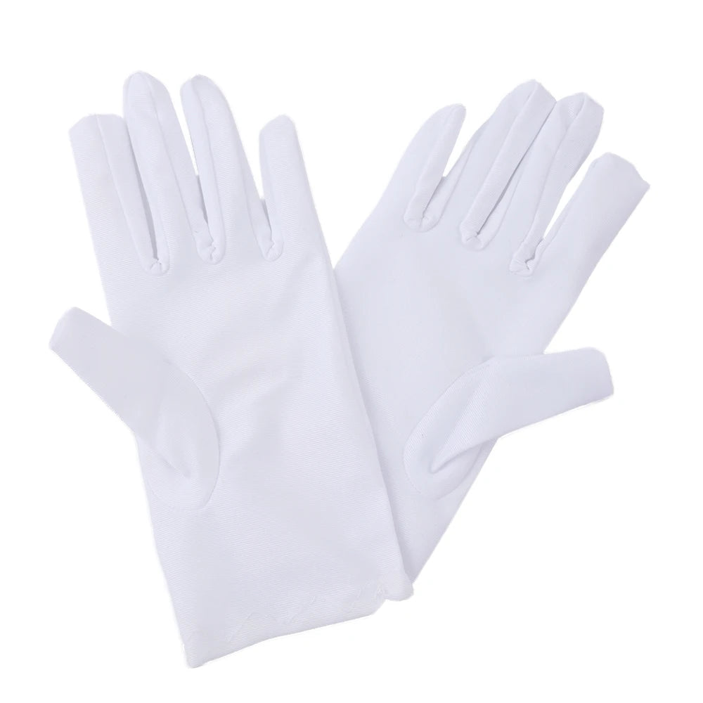 White Kids’ Spandex Elastic Gloves – Boys’ and Girls’ Stage Performance & Etiquette Gloves