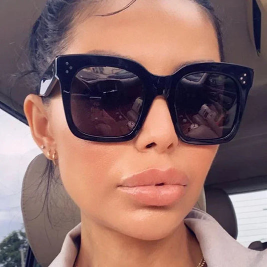 Oversized Square Sunglasses Retro Black — Celebrity-Coded Driving Vintage Designer Mirror Shades — view 1 of sunglasses