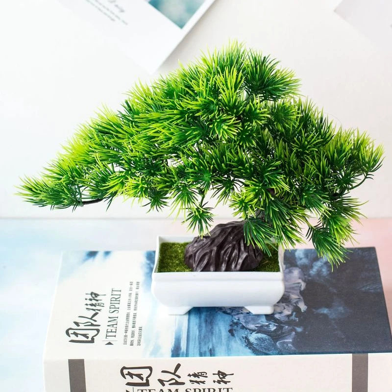 Home Decor Artificial Bonsai Plant — Faux Green Small Tree in Pot for Home, Office & Garden — view 2 of home decor