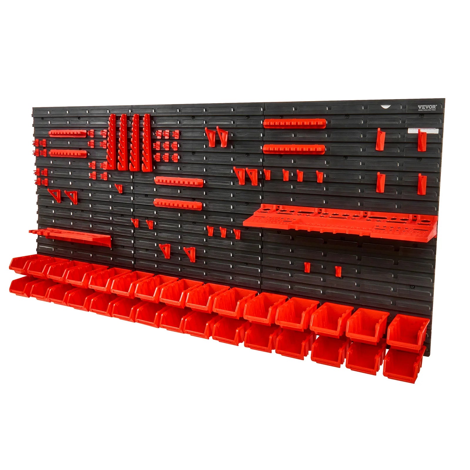 Storage Organizer Wall-Mount Parts Bin Rack — 30/48-Bin Garage Shop with Panels & Hooks — view 1 of storage & organisation