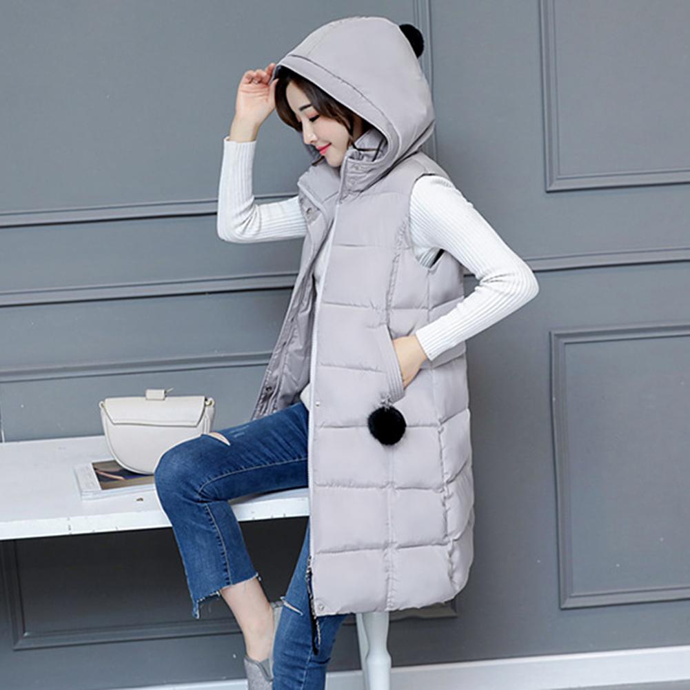 Women Vest Padded Cotton Down Autumn Winter Elegant Thick Warm Long Vest for Daily Wear