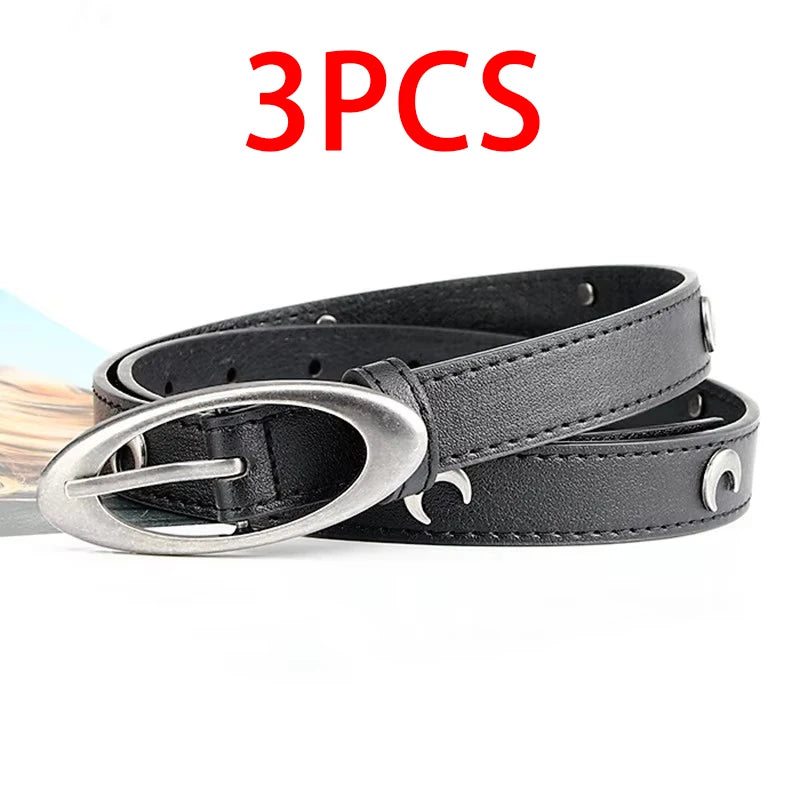 Belts Vintage Y2K Moon Star Buckle Gothic PU Leather Punk Waistband — view 5 of belts
