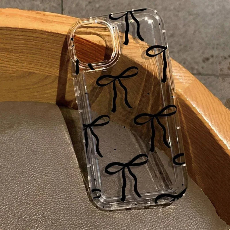 Heart Bow Aesthetic Clear Phone Case for iPhone 11–17 Pro Max — view 6 of phone cases